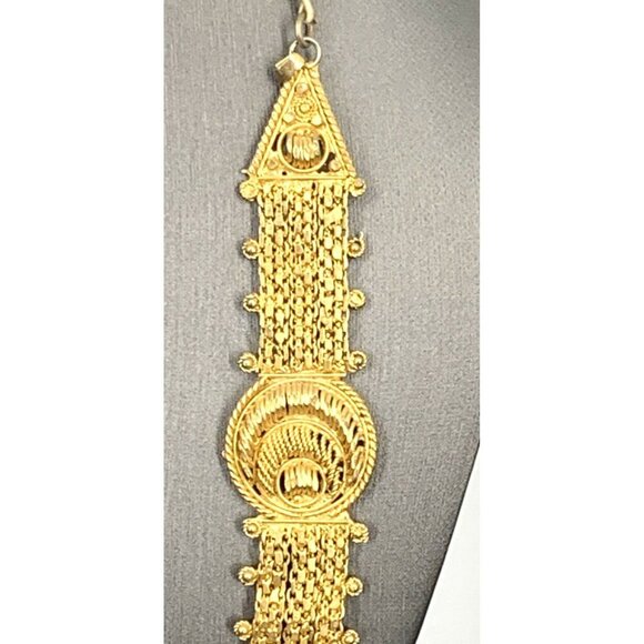 India Mughal Wedding Necklace Gold Plated 28" Long - Picture 2 of 10